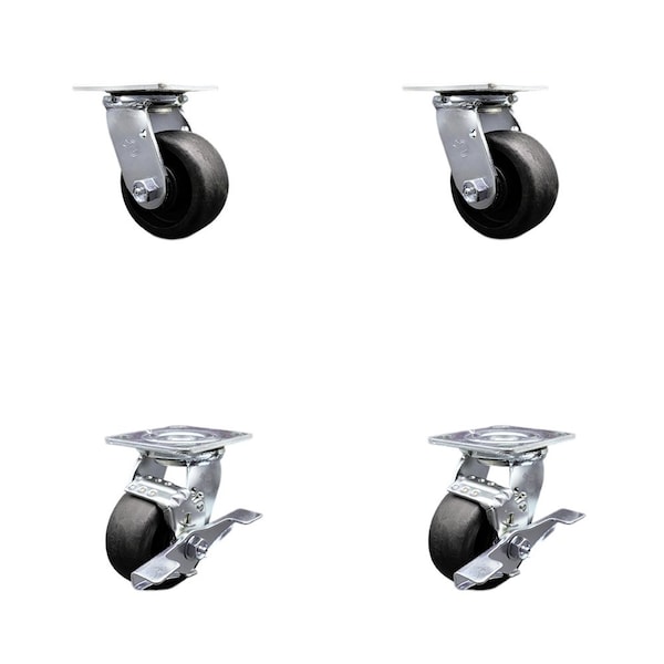 Tool Box Caster Wheel Set 4'' Glass Filled Nylon Swivel Casters, 4PK